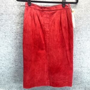 Vintage 80/90s Carlisle 100% Suede Pencil Skirt Sz 6 "Ruby" Red New Old Stock